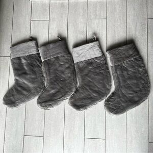 Pottery Barn Set of 4 Faux Fur Grey Alpaca Medium 19.5” Christmas Stockings New